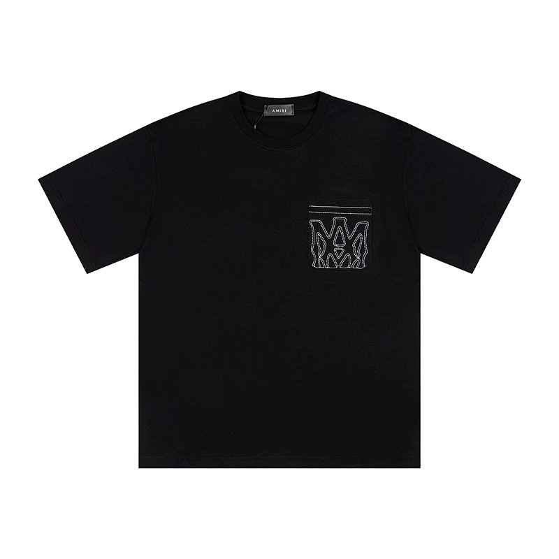 26ss新款口袋刺绣短袖t恤  颜色 黑色 白色  尺码 S M L XL  9923#