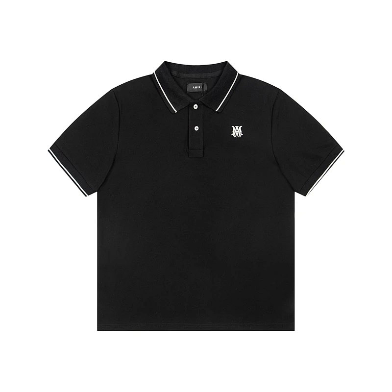 26ss新款logo刺绣工艺开领钮扣polo衫短袖t恤  颜色 黑色 白色 灰色 尺码 S M L XL  9936#