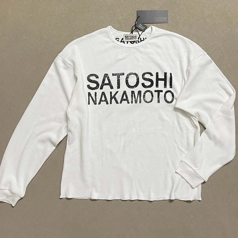 SATOSHI NAKAMOTO华夫格长袖 颜色：米白 水洗黑 码数：S M L XL  S2107