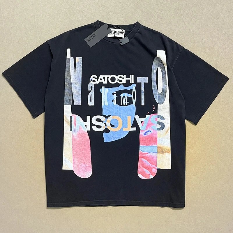 Satoshi Nakamoto Vintage Tee 美式复古T恤 颜色 水洗黑 码数 S M L XL 3183