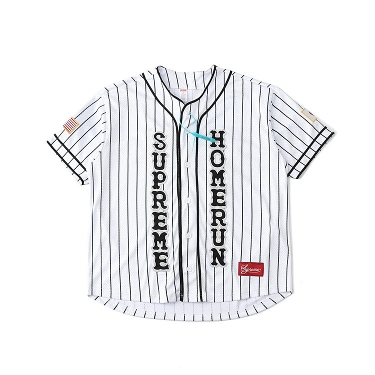 SS25 Baseball Jersey 标签logo网眼日系短袖棒球衫  颜色：黑色 白色 湖水绿 尺码：S M L XL  CS05