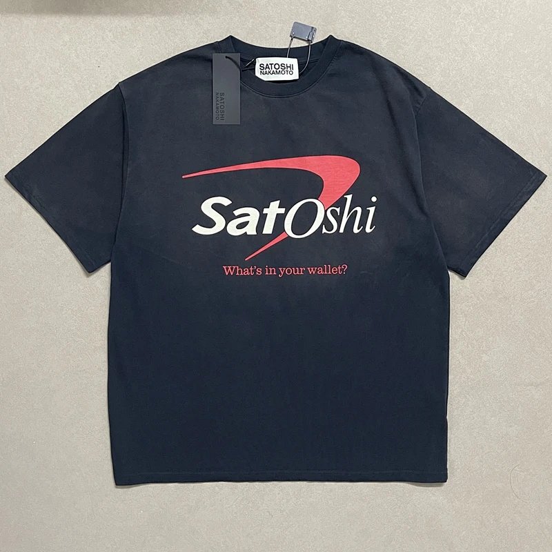 Satoshi Nakamoto Vintage Tee 美式复古T恤 颜色 水洗黑 码数 S M L XL 3185