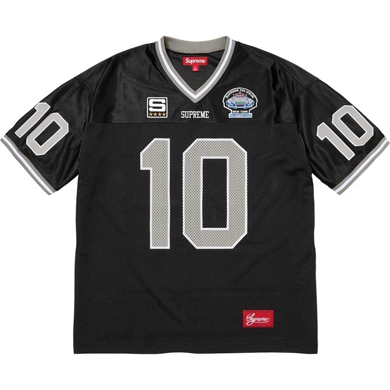 SS26 WEEK1 Find God Football Jersey 刺绣贴花网眼针织足球衣 男女同款 颜色:白色,红色,黑色 尺码:S-XL CS10