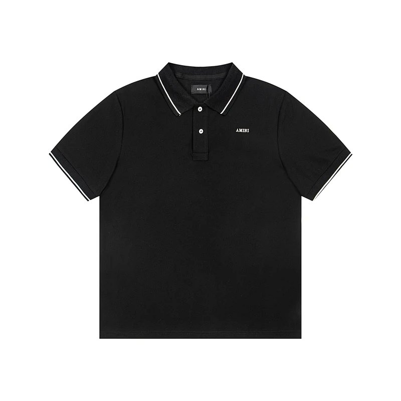 26ss新款logo刺绣工艺开领钮扣polo衫短袖t恤  颜色 黑色 白色 灰色 尺码 S M L XL  9937#