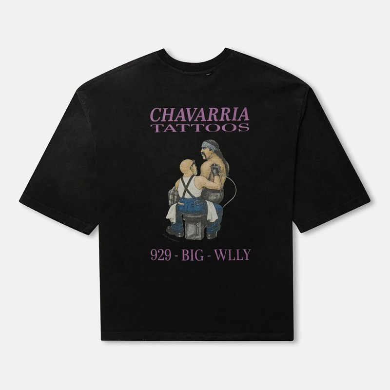 WillyChavarria 高街男女潮流宽松水洗做旧短袖 尺码：S M L XL  颜色： 洗水黑  willyG9850