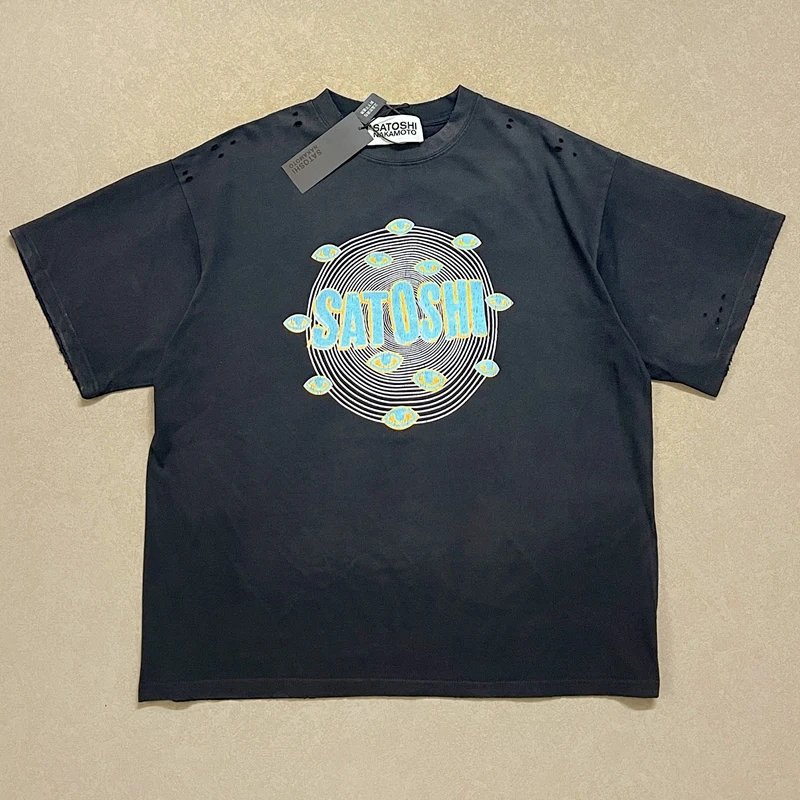 Satoshi Nakamoto Vintage Tee 美式复古T恤 颜色 水洗黑 码数 S M L XL  3163
