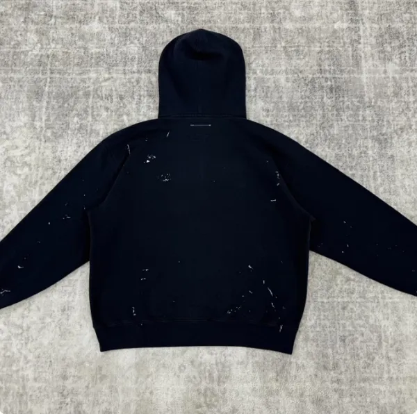 Design Distressed Paint-Splatter Black Hoodie - 1