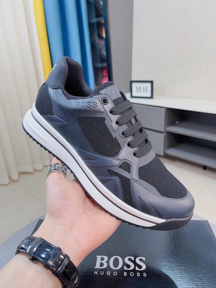 Hugo Boss Sneakers Black White Grey Brown Orange Mesh Casual Running Shoes