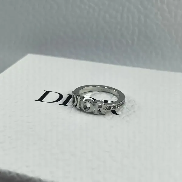 Dior Diorama Gold-Tone Logo Ring with Crystal Accents - 4