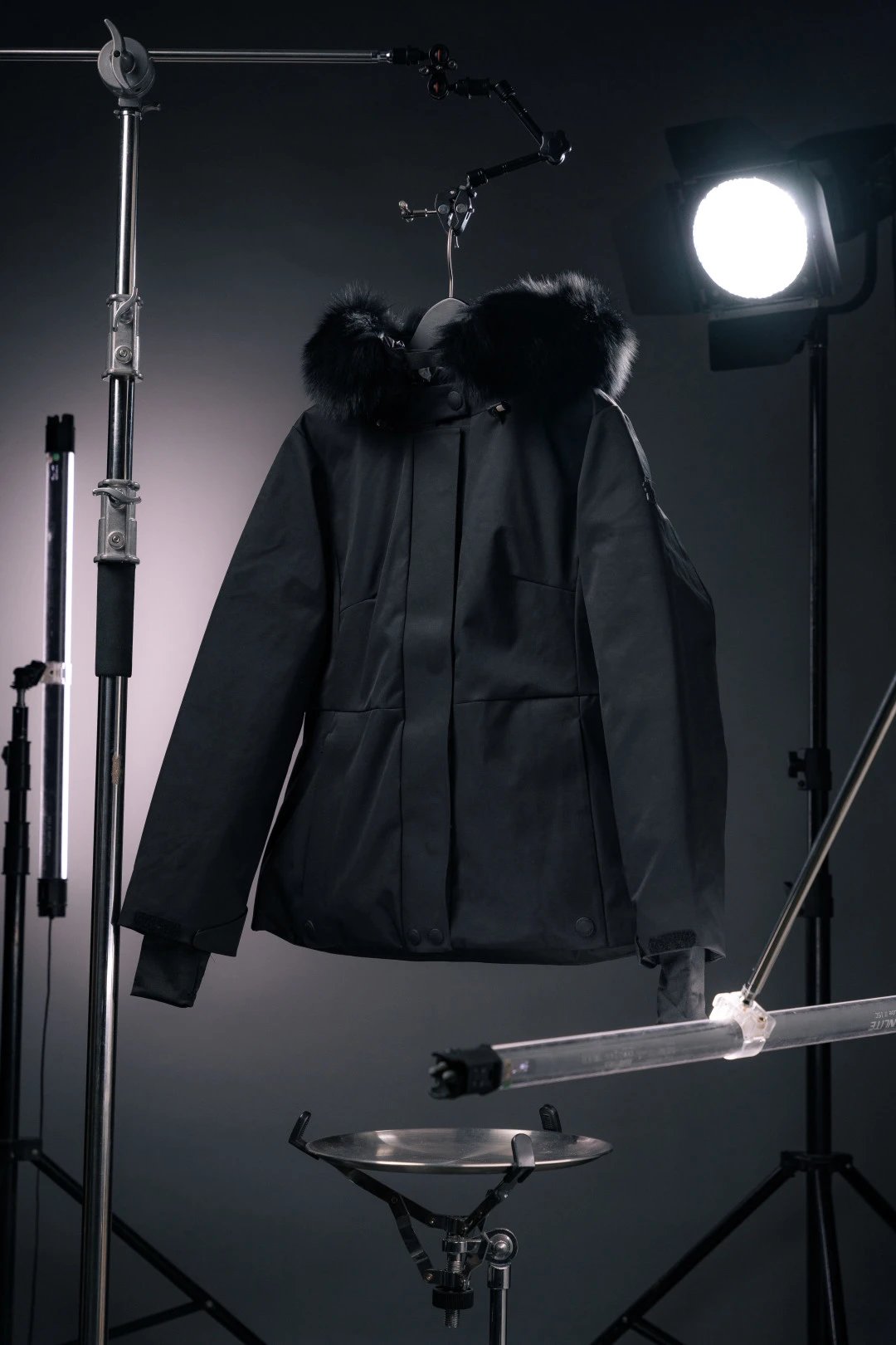Moncler Down Jackets Fur-Trim Hooded Jacket — black