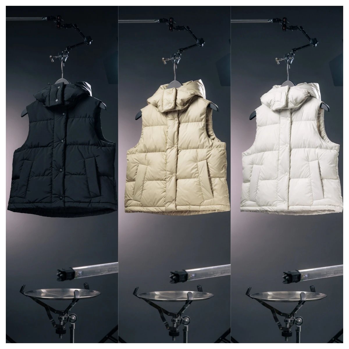 Unbranded Vests Padded snap-front vest with detachable hood and patch pockets image 1