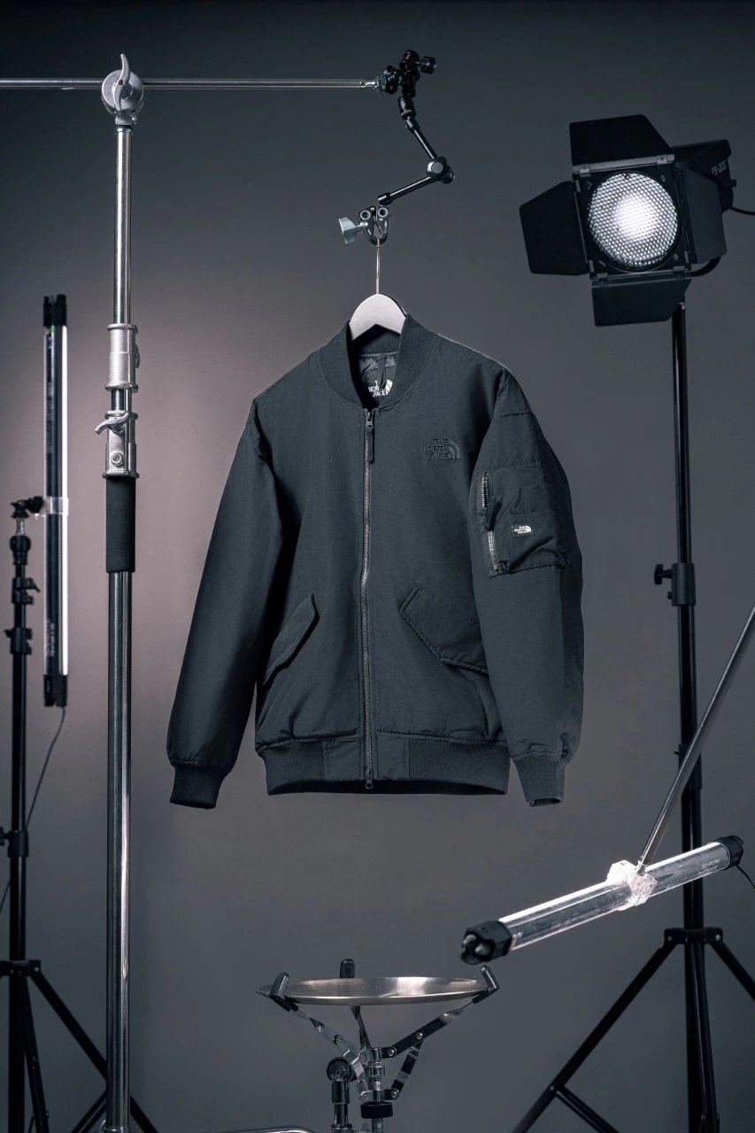 The North Face Down Jackets Quilted bomber jacket with sleeve utility pocket — black