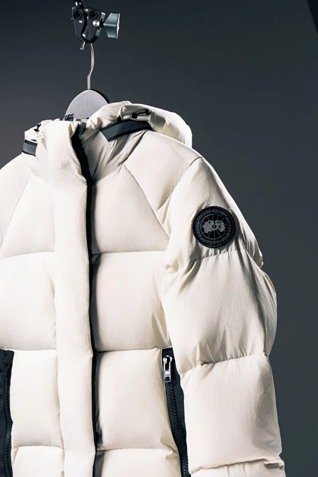 Canada Goose Down Jackets Hooded quilted puffer jacket with black-label patch product detail image 24