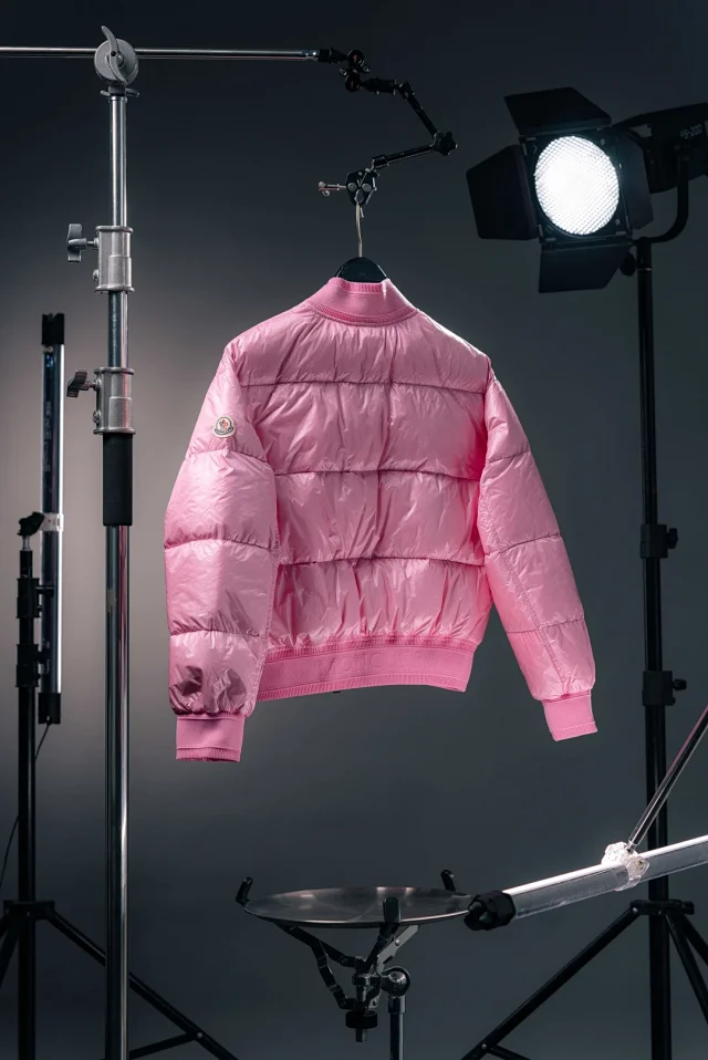 Moncler Down Jackets Short quilted bomber jacket with ribbed collar, cuffs and hem product detail image 12