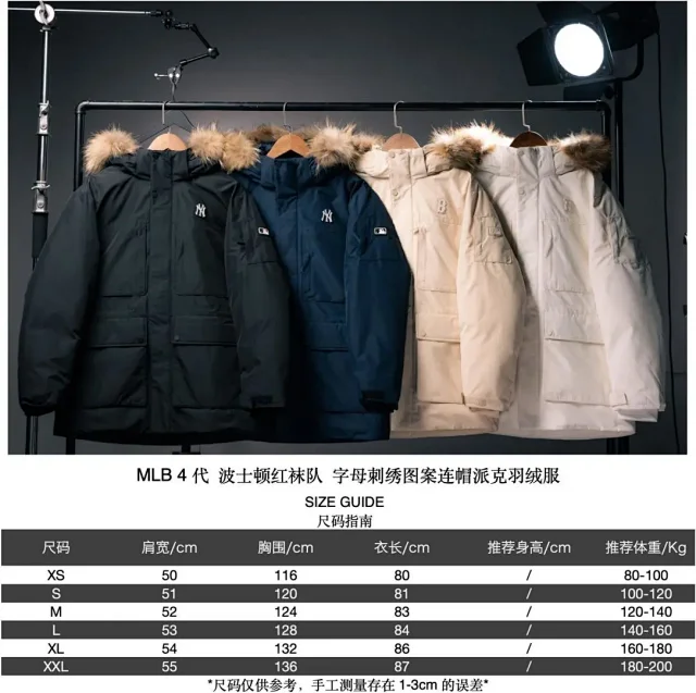 MLB Down Jackets Fur-Trim Hooded Parka with Embroidered Team Logos product detail image 3