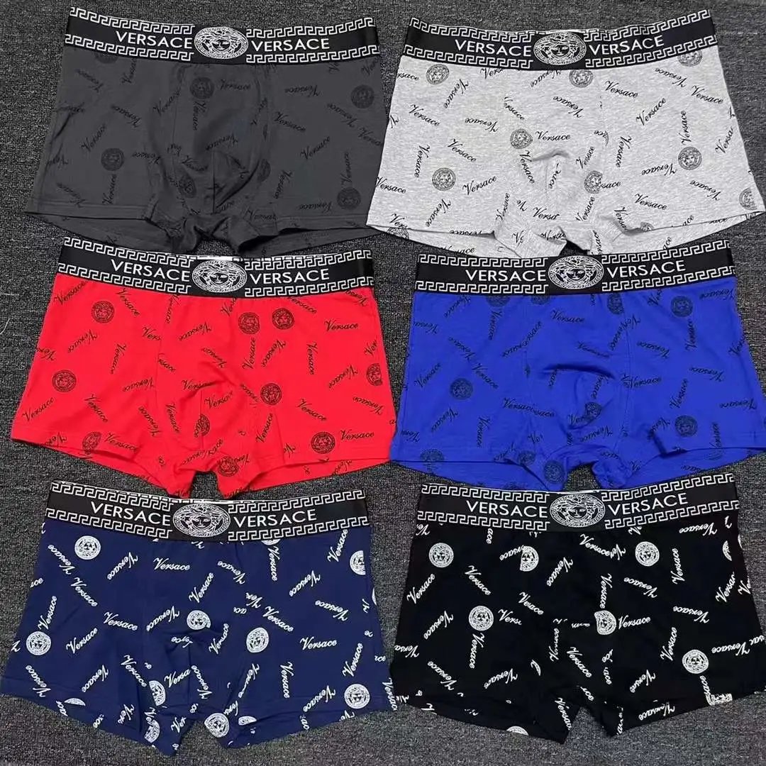 Italian brand men's underwear men's pure cotton flat angle low pants 2025 new men's flat four angle shorts printed strong men's pants legs