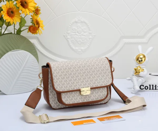Michael Kors Mini Logo Crossbody Bag Beige and Brown - 8