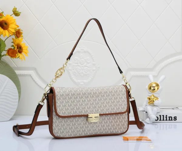 Michael Kors Mini Logo Crossbody Bag Beige and Brown - 14