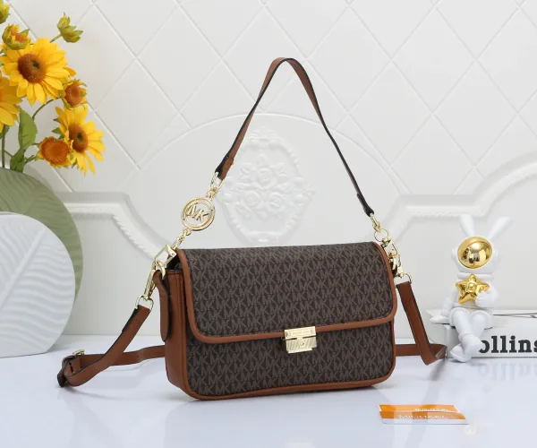 Michael Kors Logo Print Brown Crossbody Bag - 1