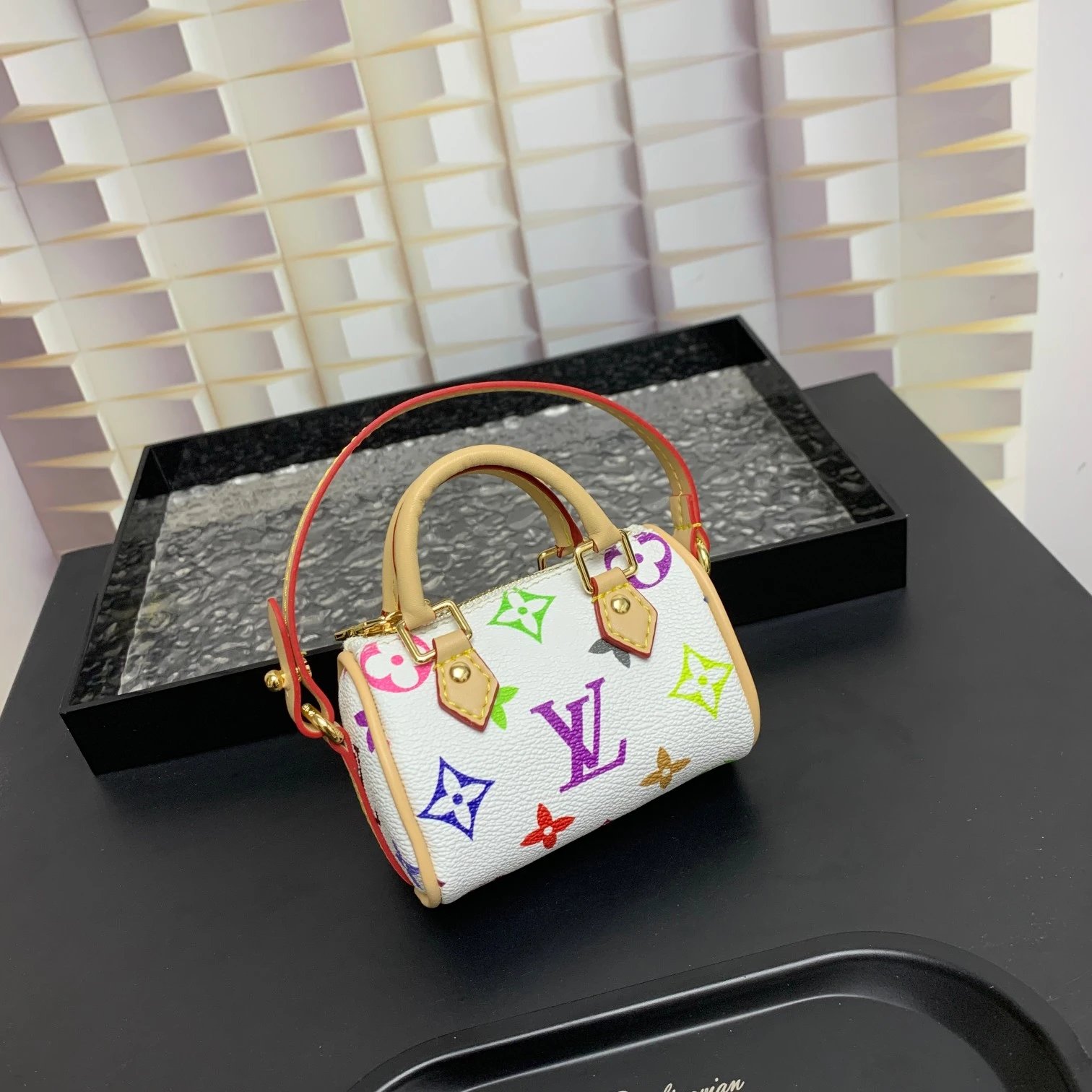 Louis Vuitton Monogram Keepall Mini Bag Charm Purple Clutches - 3
