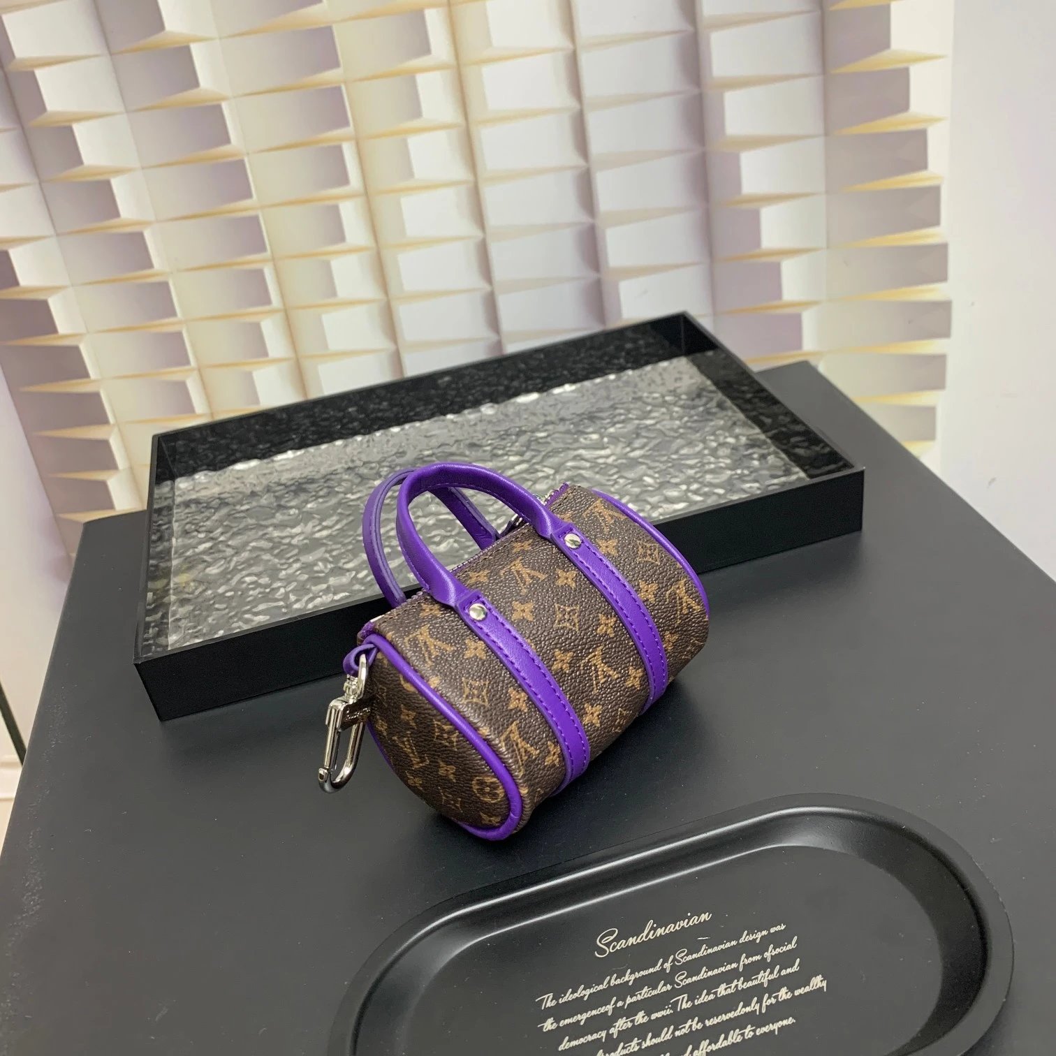 Louis Vuitton Monogram Keepall Mini Bag Charm Purple Clutches - 14