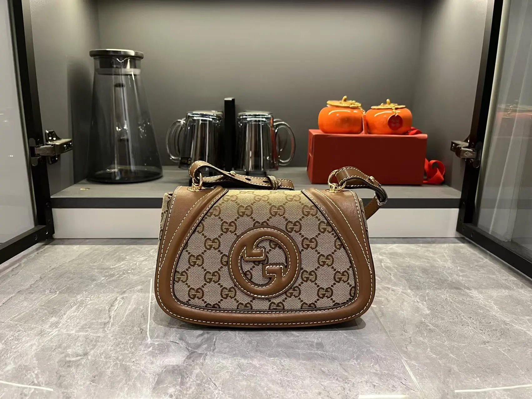 Gucci Ophidia GG Round Mini Bag Beige