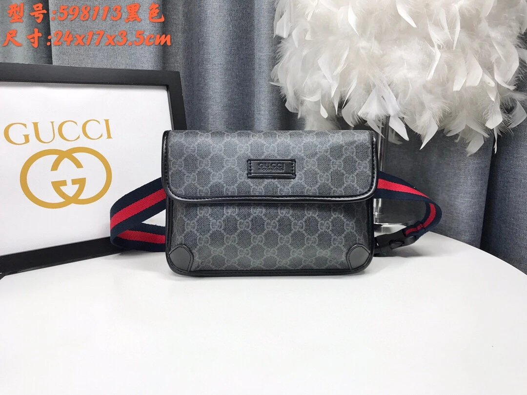 Gucci Ophidia Jumbo GG Canvas Black Crossbody Bag
