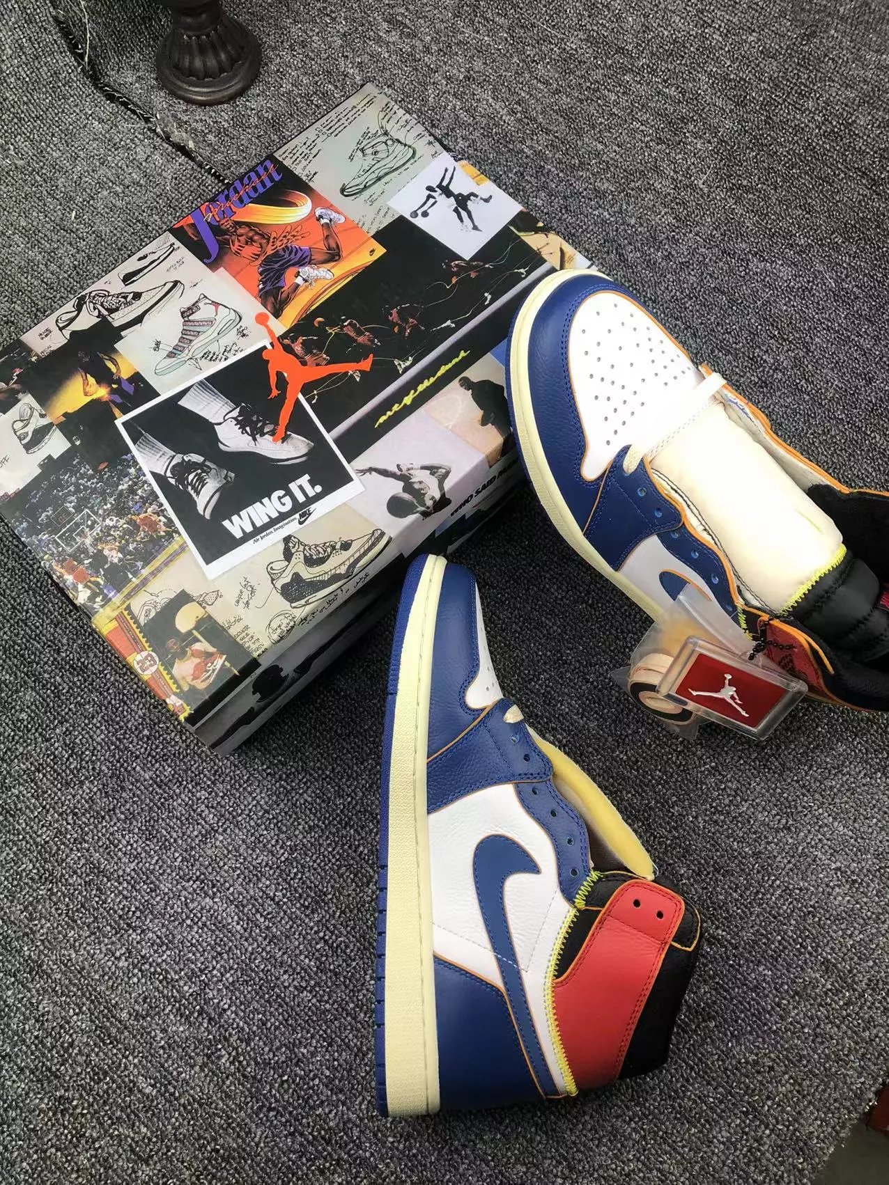 AJ1 Blue Black Red Color Block Justin Bieber