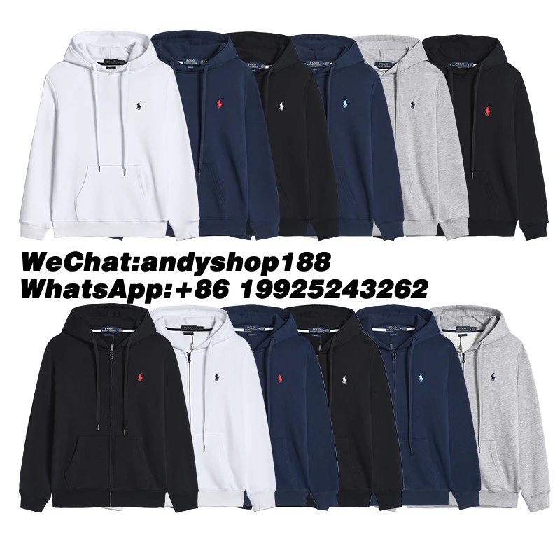 RL Ral * h Lau * en Classic Embroidered Spring and Autumn Hoodie Pullover Zipper
