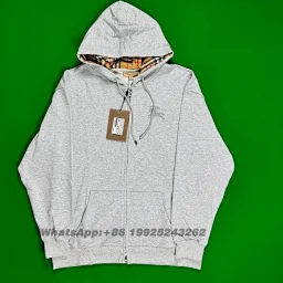 thumbnail for B Embroidered logo plaid hat zippered hooded sweatshirt