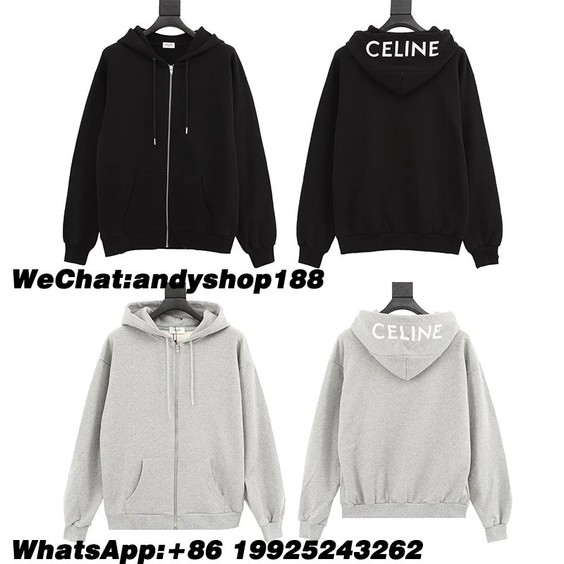 CELINE Classic Capsule Collection Long Sleeve Zip-Up Hoodie Sweatshirt Jacket
