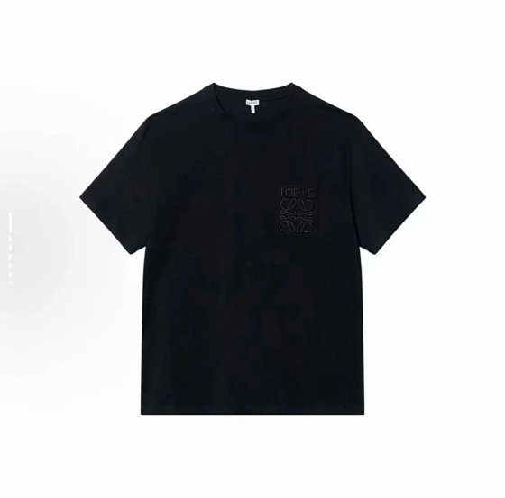 LOEWE Pocket Logo Embroidered Short-Sleeve T-Shirt in Black - In Stock, Ships Immediately, Non-Defective