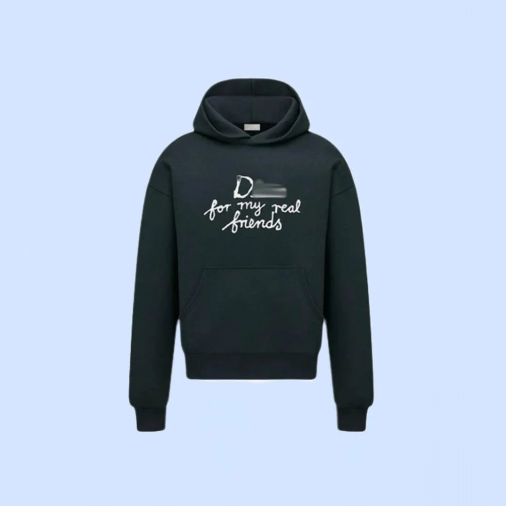 Shark Made #(In Stock, Ships Immediately) Self-owned CD 25SS Sincere Slogan Embroidery Graffiti Letter Logo Dark Blue Collaboration Hoodie