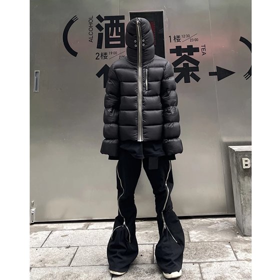 Pink Elephant Dark RO Style Long Zipper Hooded Down Jacket Thickened Warm Trendy Short Style