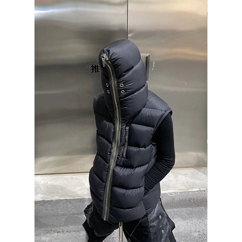 Pink elephant dark RO style new long zipper hooded down jacket vest regular wide thickened jacket