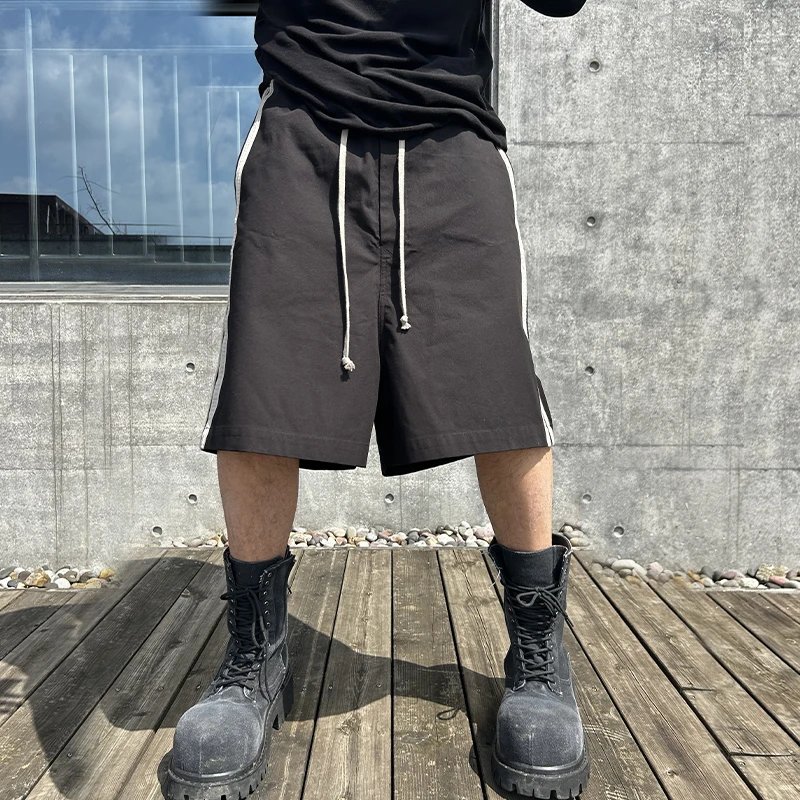 Pink elephant dark style American retro striped patchwork side striped shorts, summer new five quarter pants