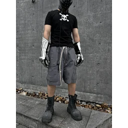thumbnail for Pink Elephant dark RO-style new men’s workwear shorts, loose-fit gray casual American-style capri pants.