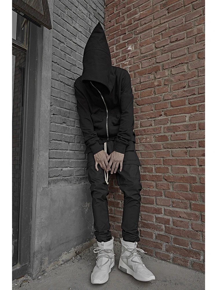Pink Elephant FHDX Dark RO Style Wizard Hat Diagonal Zipper Hoodie - Ins Hip-Hop Streetwear High Fashion Trend