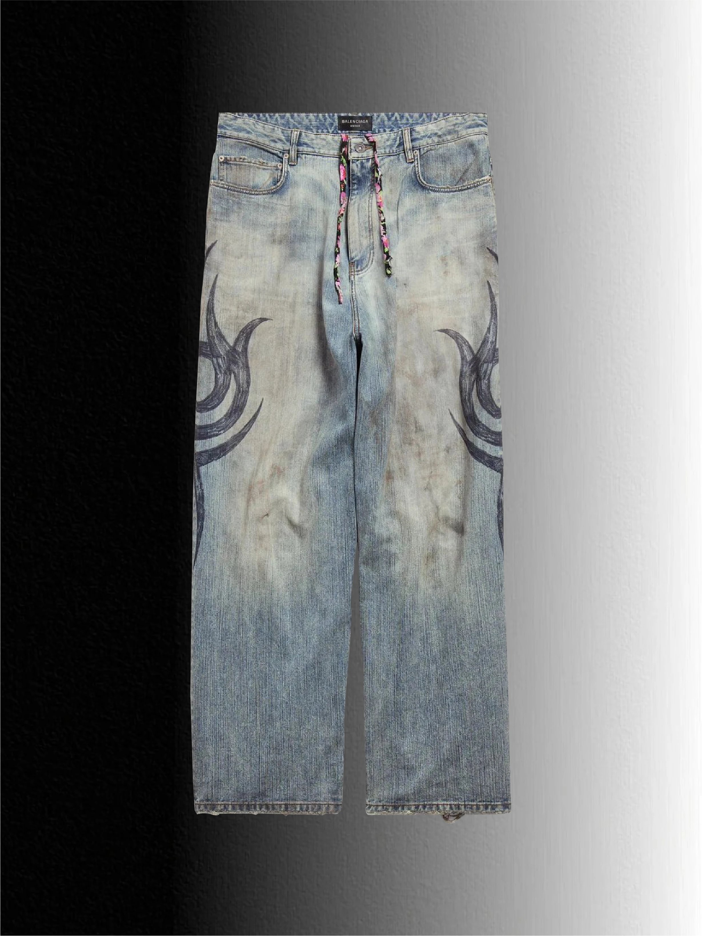 24fw bal autonomous striped totem jeans y2k (first batch in stock)