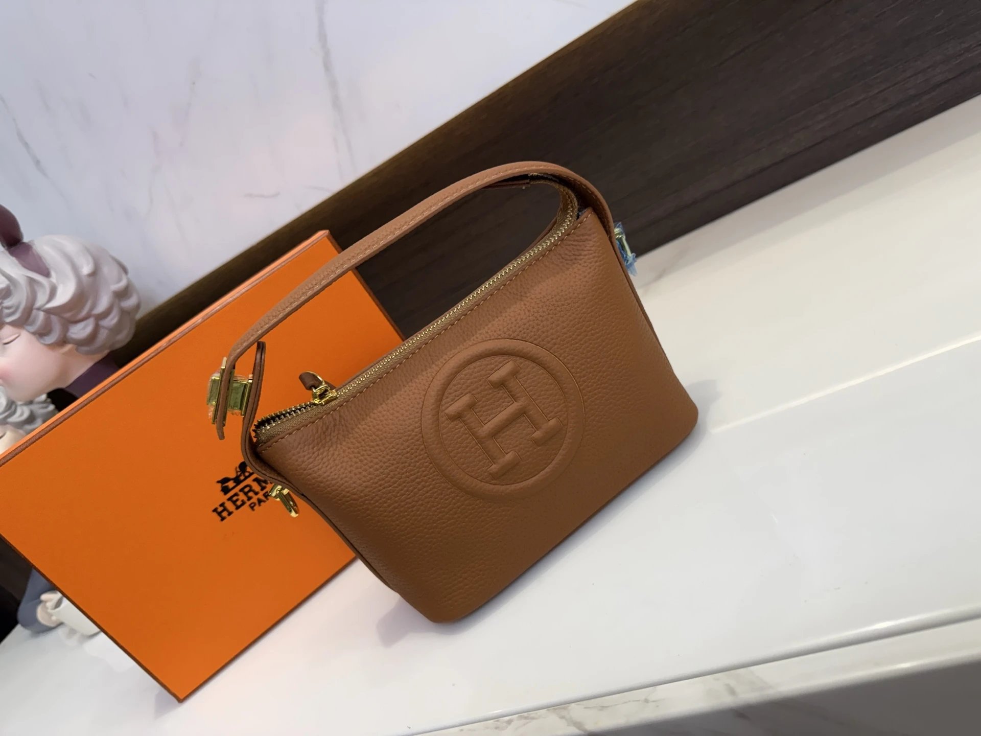 Hermès Mini Kelly Pochette Orange Epsom Leather Chain Bag - 14