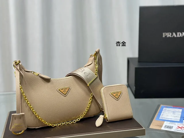 Prada Crossbody Bags Triangle-shaped bag with detachable zip pouch product detail image 22