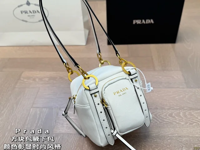 Prada Crossbody Bags Triangle-shaped bag with detachable zip pouch product detail image 28