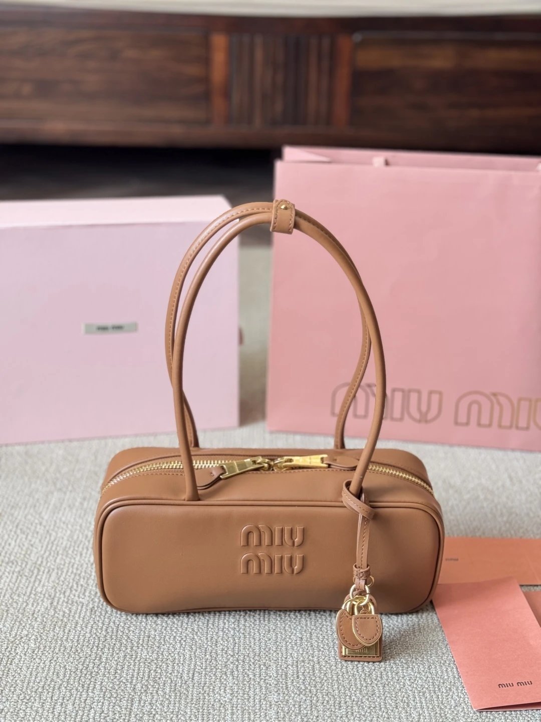 Miu Miu Bowler Bag Brown Leather Handbag - 40