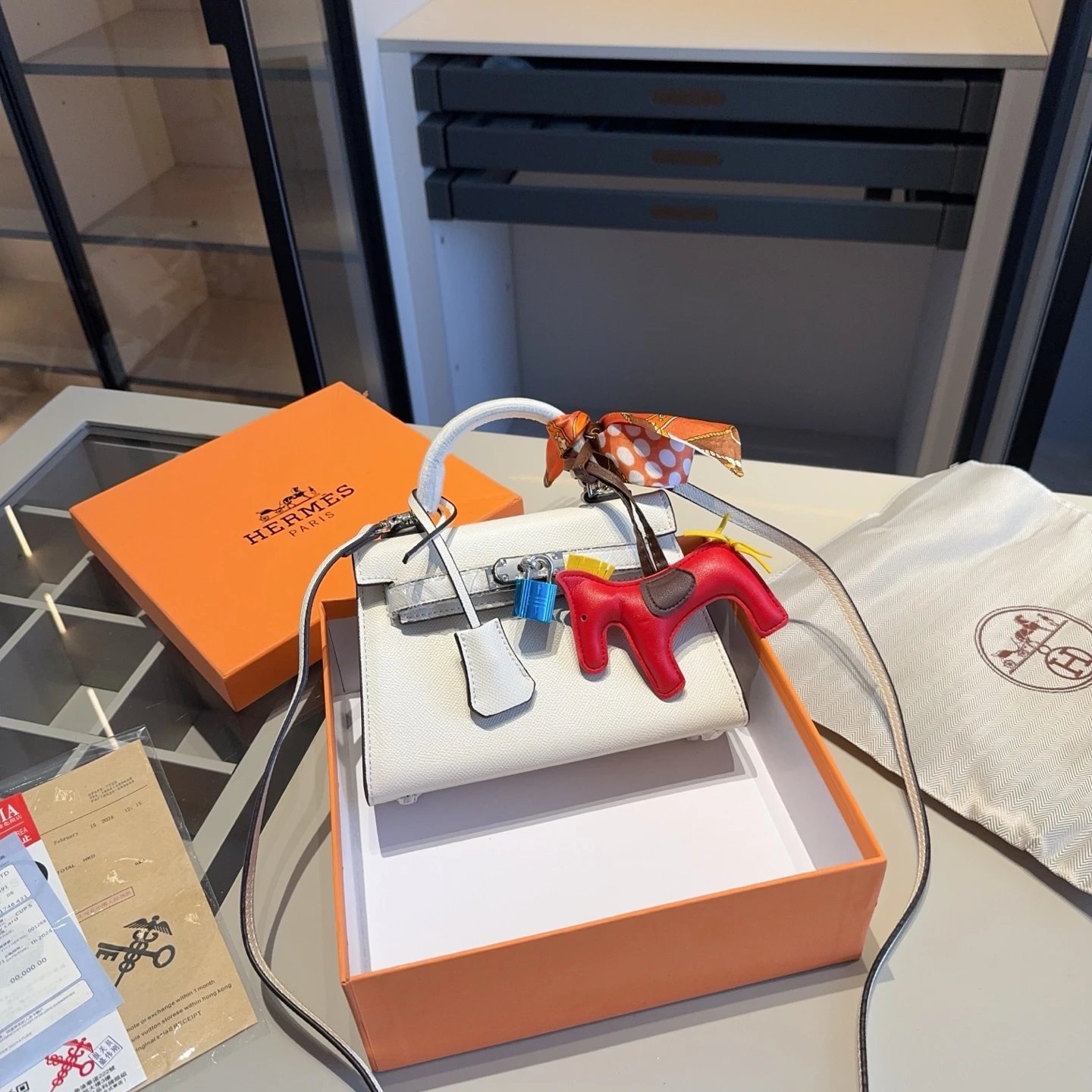 Hermès Mini Kelly Pochette Orange Epsom Leather Chain Bag - 19