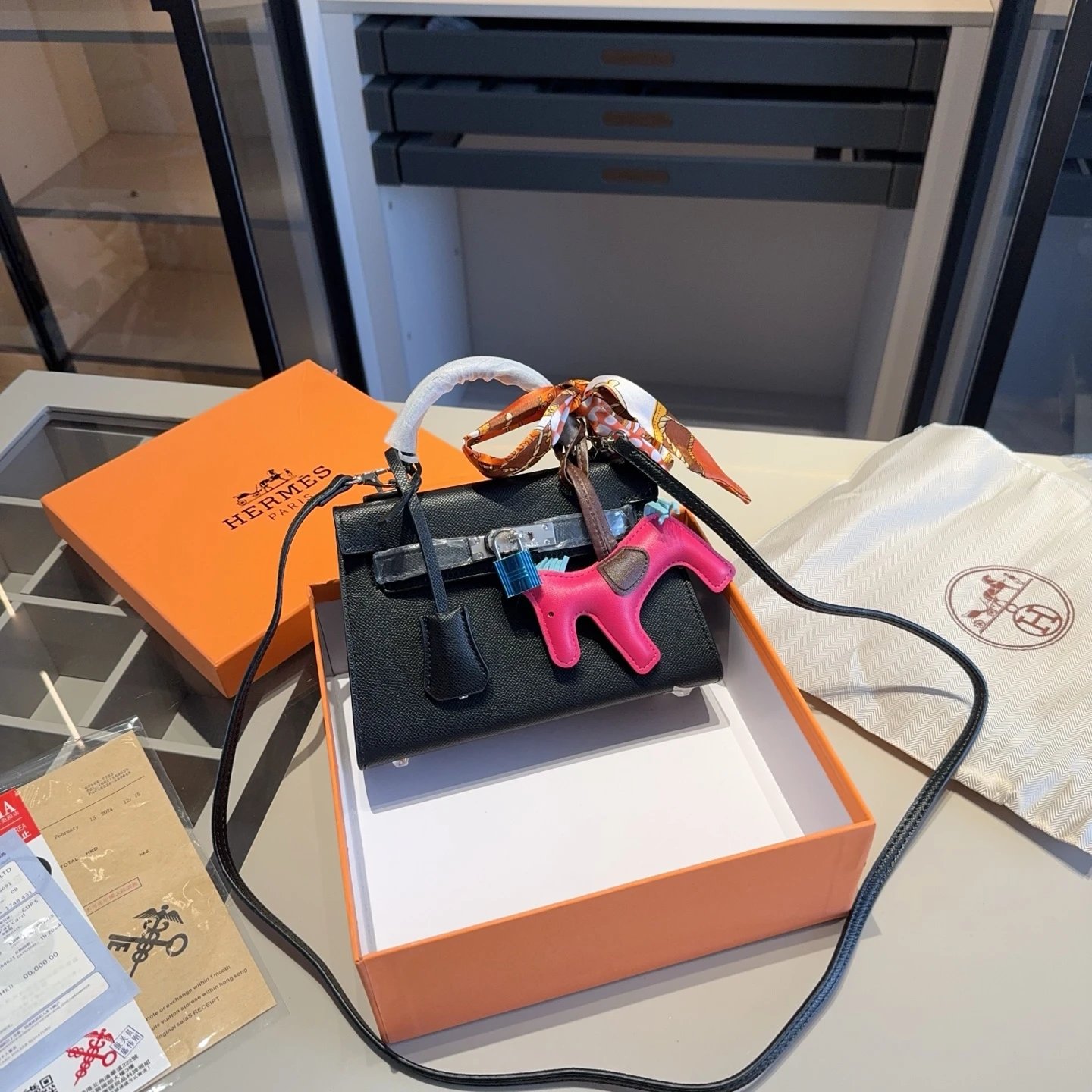 Hermès Mini Kelly Pochette Orange Epsom Leather Chain Bag - 16
