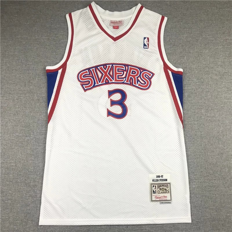 Mitchell & Ness Philadelphia 76ers Allen Iverson Rookie Season #3 Throwback Embroidered City Edition Jersey Vintage NBA Basketball Jersey Men's