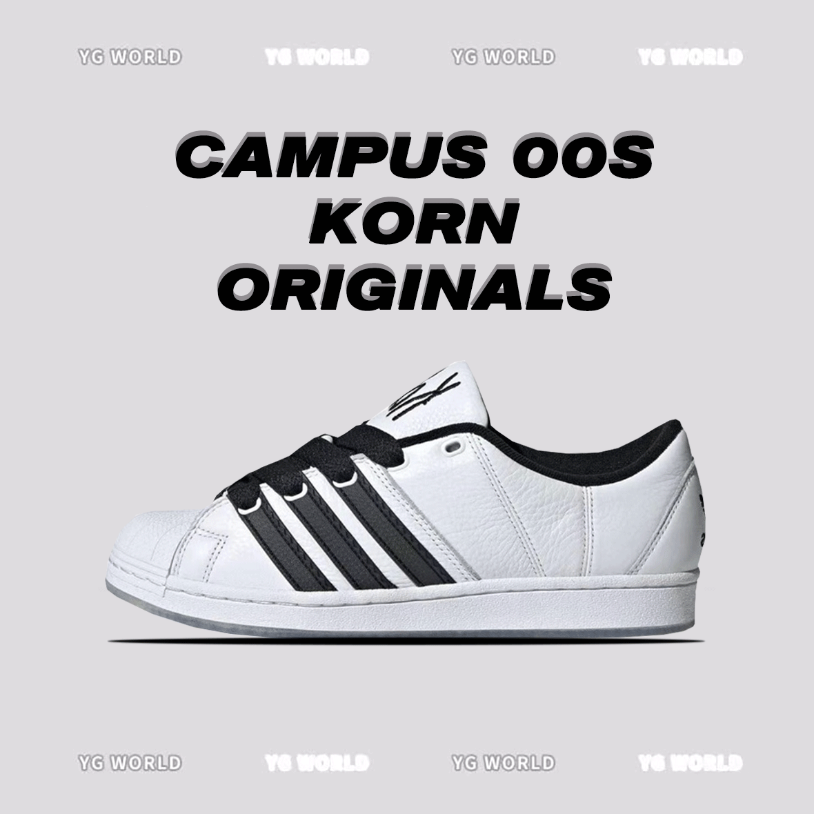『YG&AD』🍞☘️ Bread Shoes New Korn Collaboration Campus 00s Adidas Originals Classic Trendy Comfortable Versatile Unisex Retro Low-Top Sneakers - Shock Absorption & Wear-Resistant Casual Shoes Oreo Black White IG0792 White Black IG0793 Original