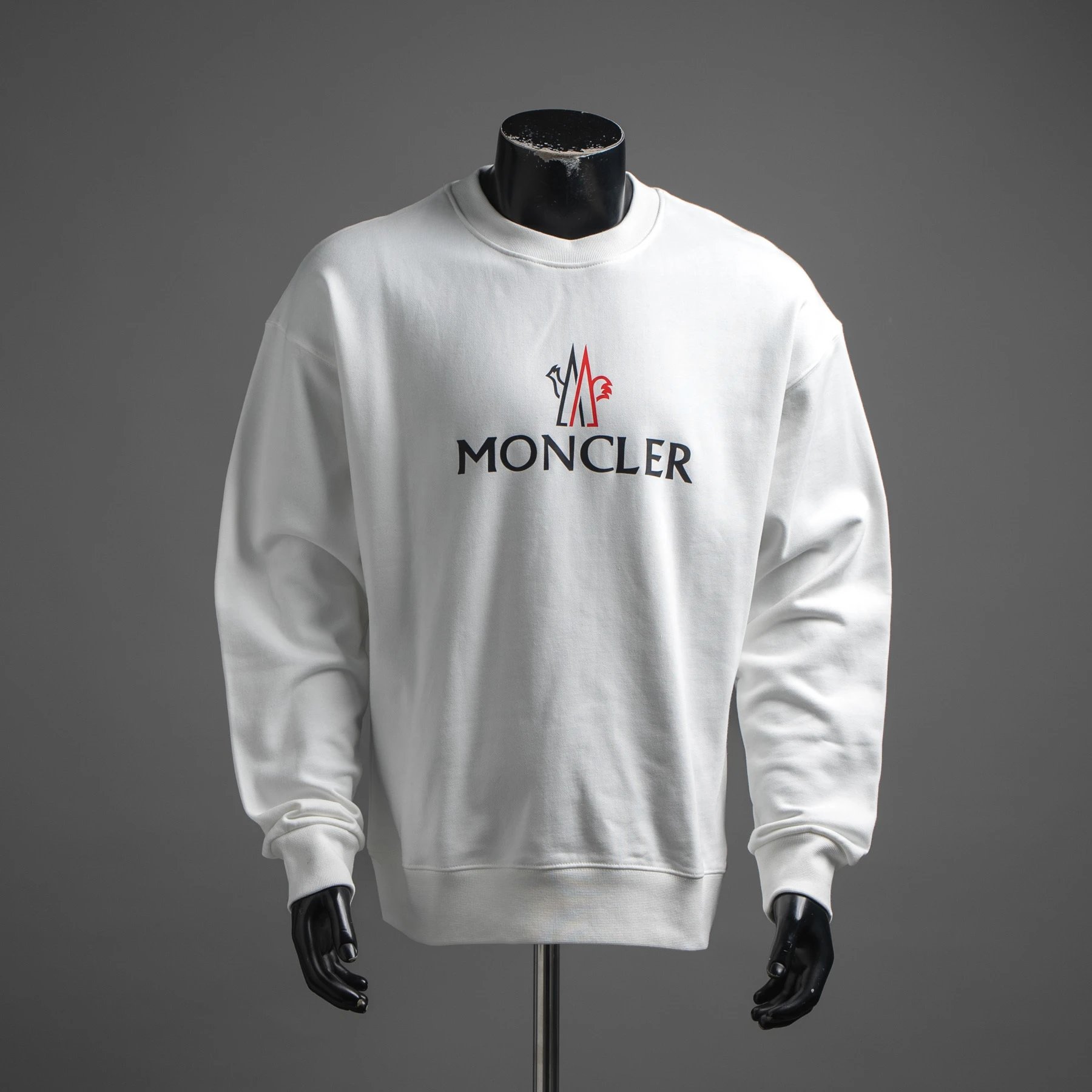 白色经典logo印花圆领