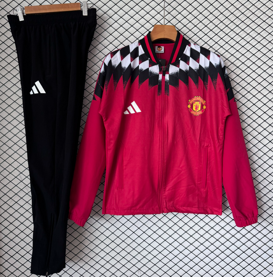 Adidas Tracksuits Football training tracksuit with zip-up jacket and tapered pants — 2027 Manchester United gradient red suit