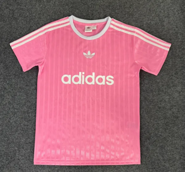 Adidas Originals Pink Striped Jersey T-Shirt - 1